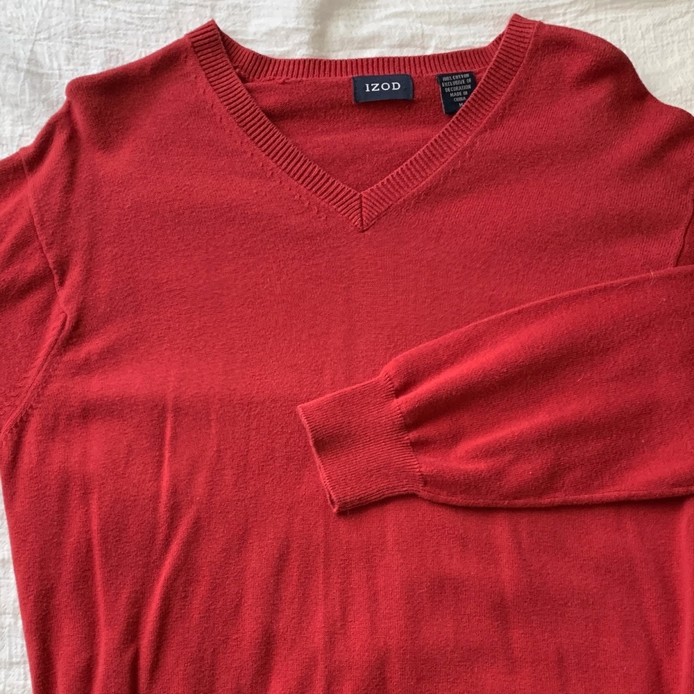 LAST CALL: Izod V-Neck Sweater in Bold Red